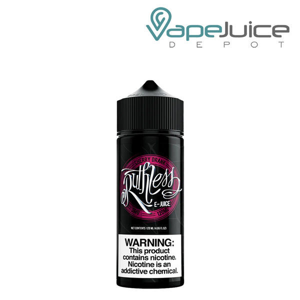 A 120ml bottle of Berry Drank Ruthless Vapor with a warning sign - Vape Juice Depot