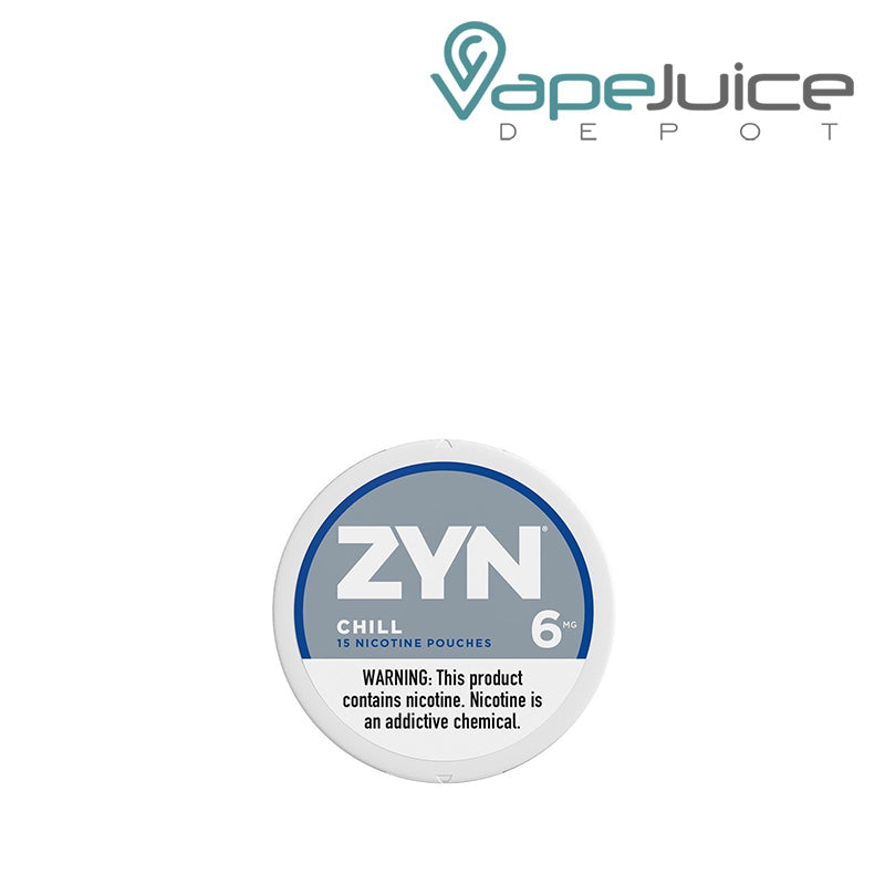 ZYN Chill Nicotine Pouches 6MG with a warning sign  - Vape Juice Depot