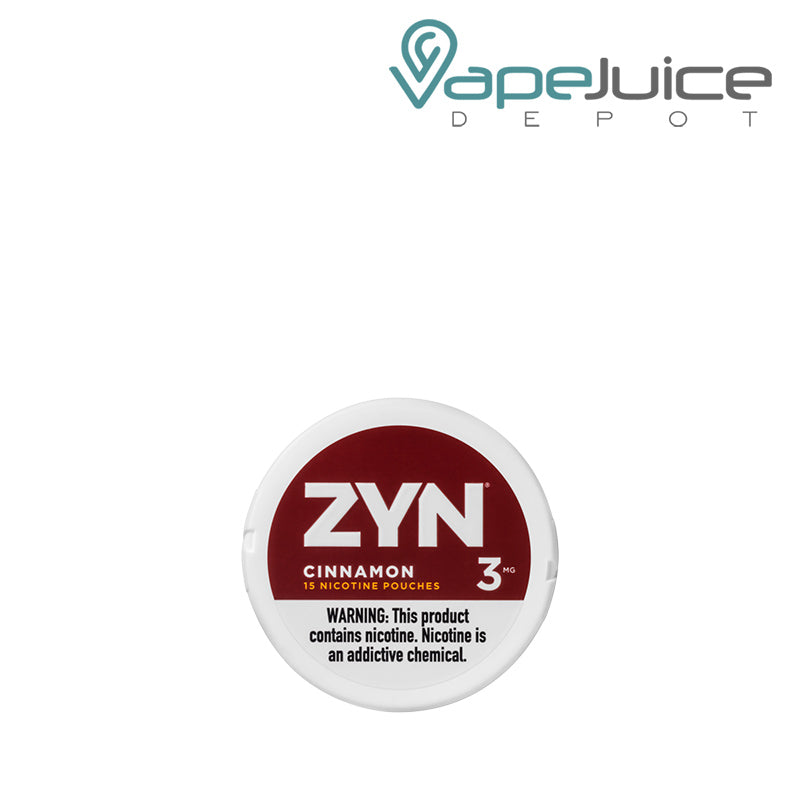 ZYN Cinnamon Nicotine Pouches 3MG with a warning sign  - Vape Juice Depot