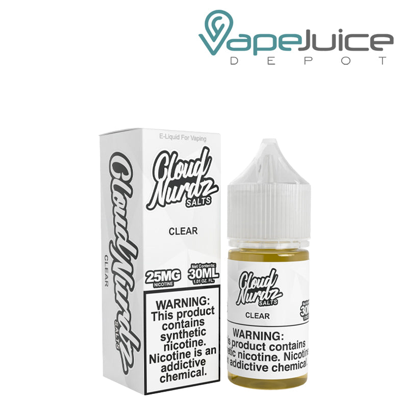 A box of Clear TFN Cloud Nurdz Salts and a 30 ml bottle next to it- Vape Juice Depot