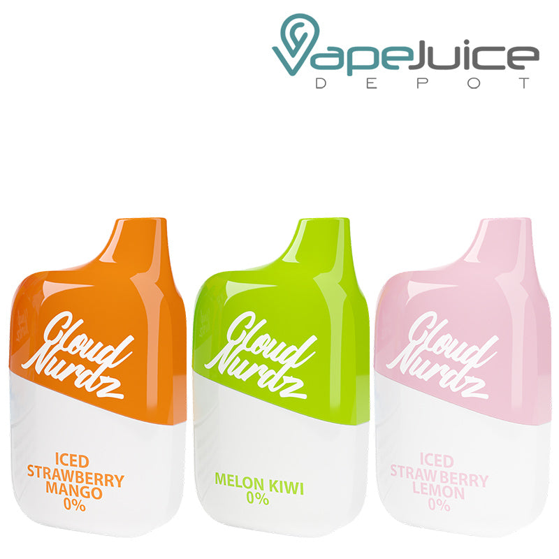 Three flavors of Cloud Nurdz 0% 4500 Disposable Vape - Vape Juice Depot