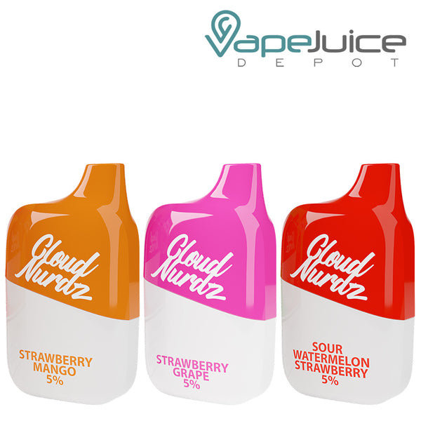 Three flavors of Cloud Nurdz 5% 4500 Disposable Vape - Vape Juice Depot