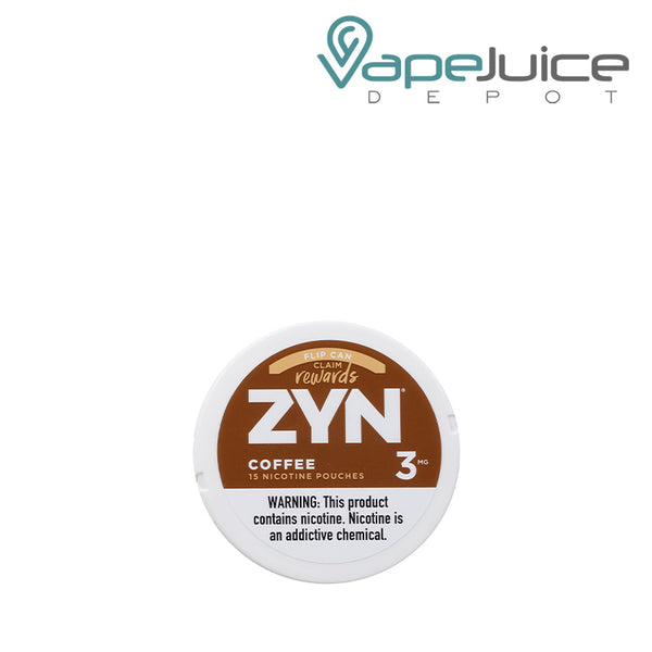 ZYN Coffee Nicotine Pouches 3MG with a warning sign - Vape Juice Depot