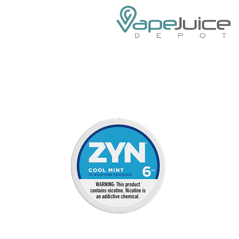 ZYN Cool Mint Nicotine Pouches 6MG with a warning sign - Vape Juice Depot