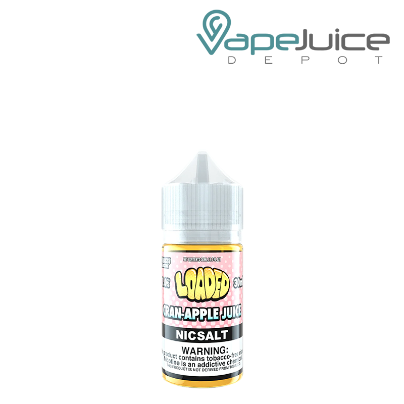 A 30ml bottle of Cran Apple LOADED Salts with a warning sign - Vape Juice Depot