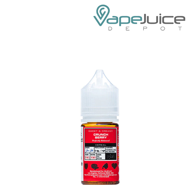 A 30ml bottle of Crunch Berry Glas Basix Salts - Vape Juice Depot