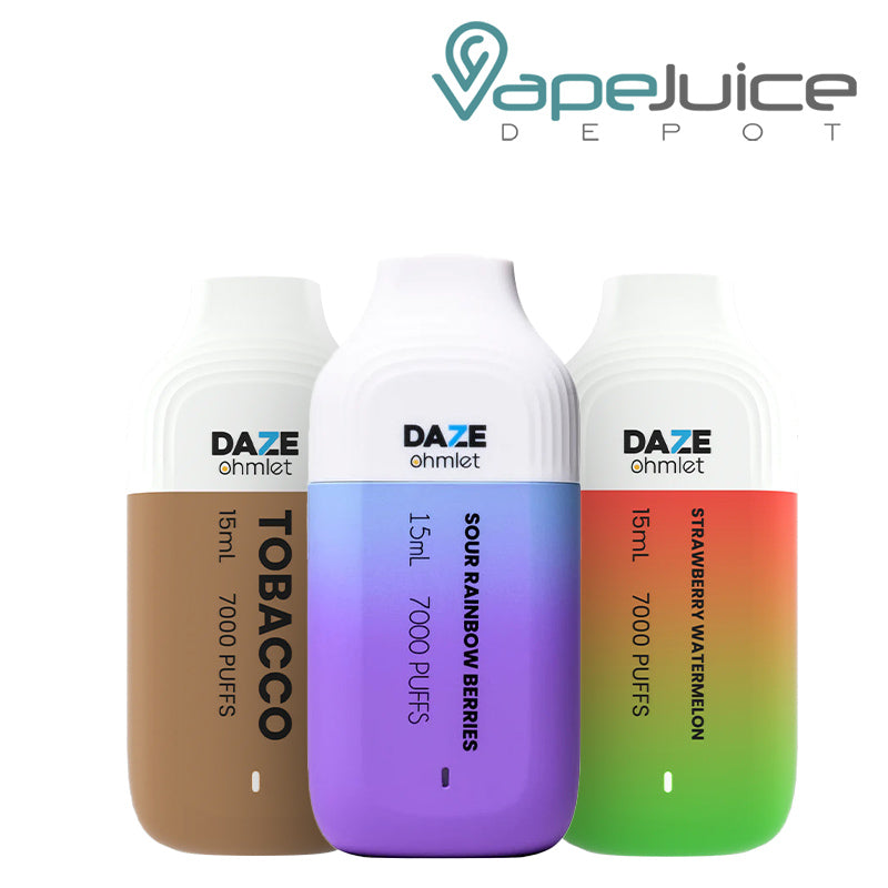 Three Flavors of 7 Daze OHMLET 7000 Zero Disposable - Vape Juice Depot