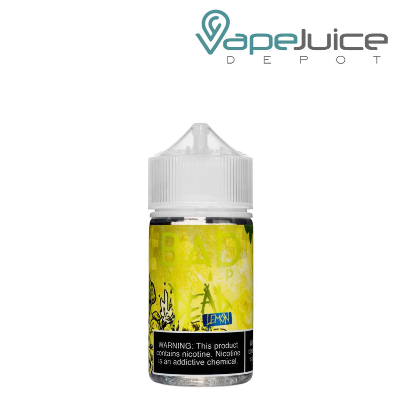 A 60ml bottle of Dead Lemon Bad Drip eLiquid with a warning sign - Vape Juice Depot