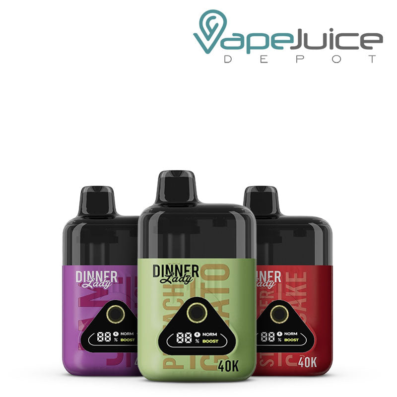 Three Flavors of Dinner Lady Desserts 40K Disposable with a digital screen - Vape Juice Depot