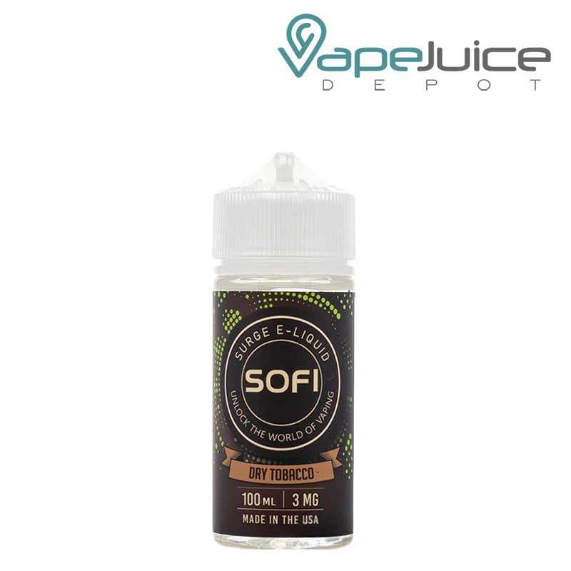 A 100ml bottle of Dry Tobacco Sofi Surge eliquid - Vape Juice Depot