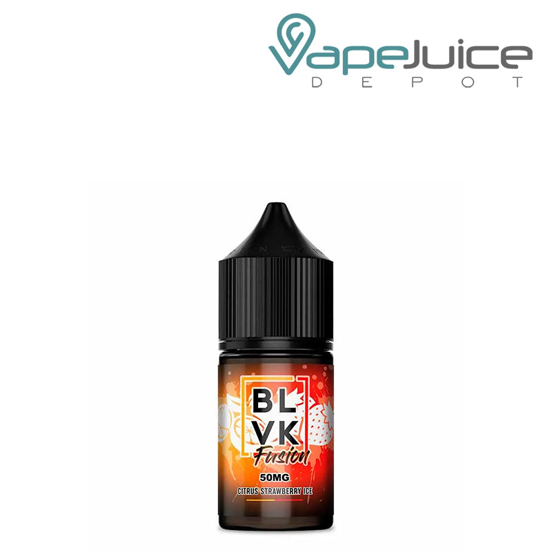 A 30ml bottle of Citrus Strawberry Ice BLVK Fusion Salt - Vape Juice Depot