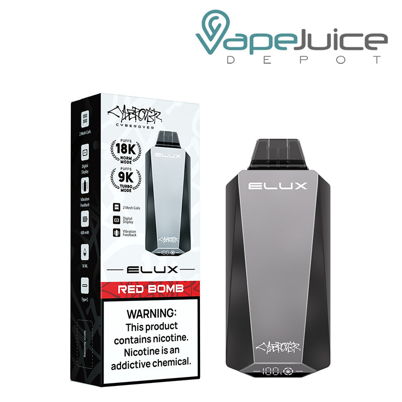 Red Bomb Elux Cyberover 18K Disposable with a digital screen - Vape Juice Depot