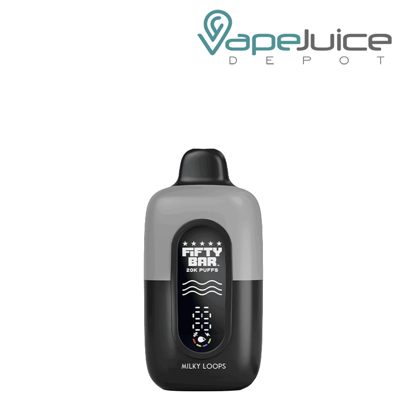 A Milky Loops Fifty Bar V2 20k 20mg Nicotine Disposable with a full screen - Vape Juice Depot