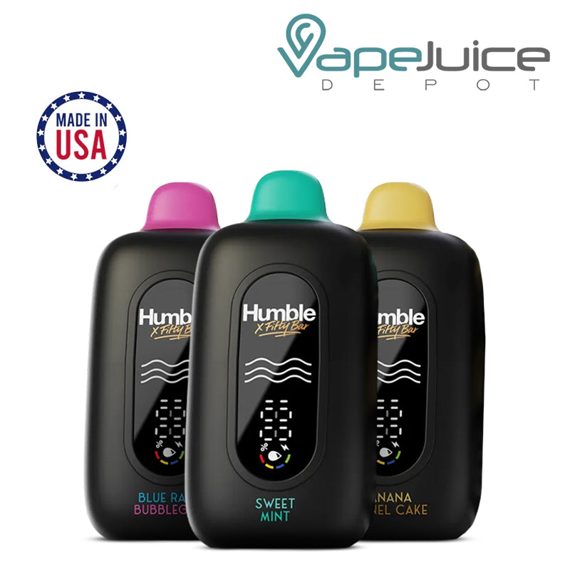 Three Flavors of Fifty Bar X Humble 20K Disposable with LED screen - Vape Juice Depot