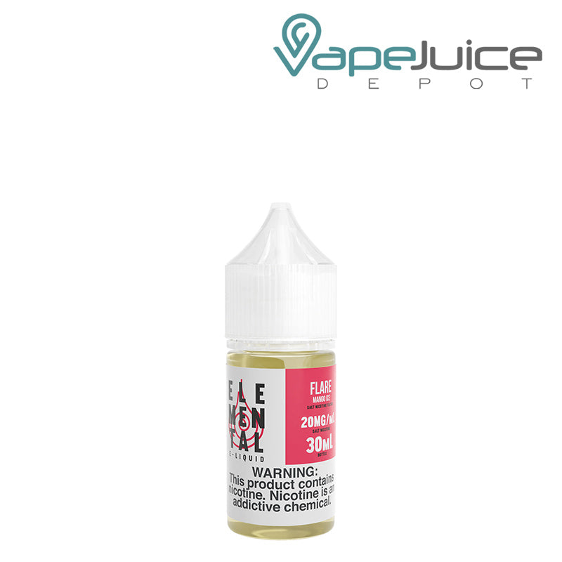 A 30ml bottle of Flare Salt Elemental E-Liquid with a warning sign - Vape Juice Depot