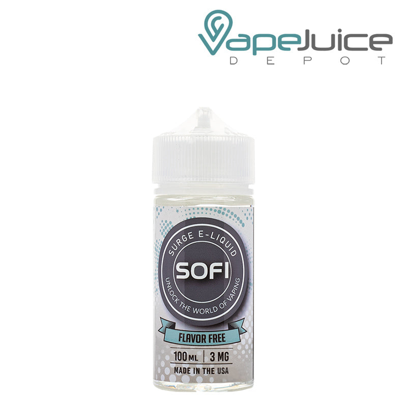 A 100ml bottle of Flavor Free Sofi Surge eLiquid - Vape Juice Depot
