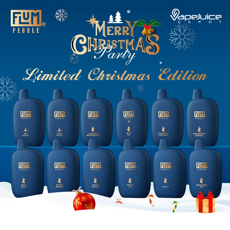 Twelve flavors of Flum Pebble 6000 Limited Christmas Edition - Vape Juice Depot