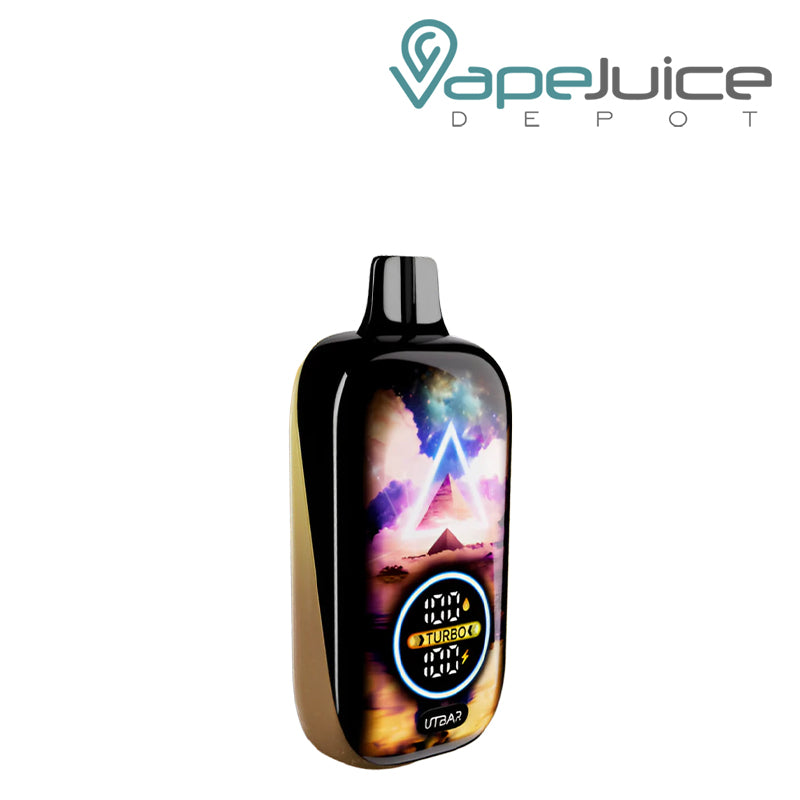 Tobacco Cream Flum UT Bar Pro 25K Disposable vape showing its Galaxy Full LED Screen - Vape Juice Depot