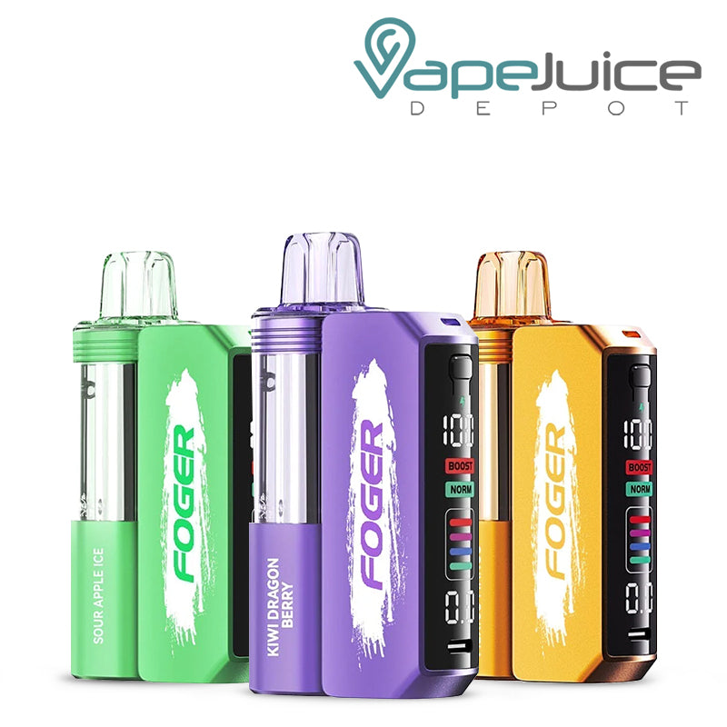 Three Flavors of Foger Switch Pro Disposable Vape Kit with smart screen display - Vape Juice Depot