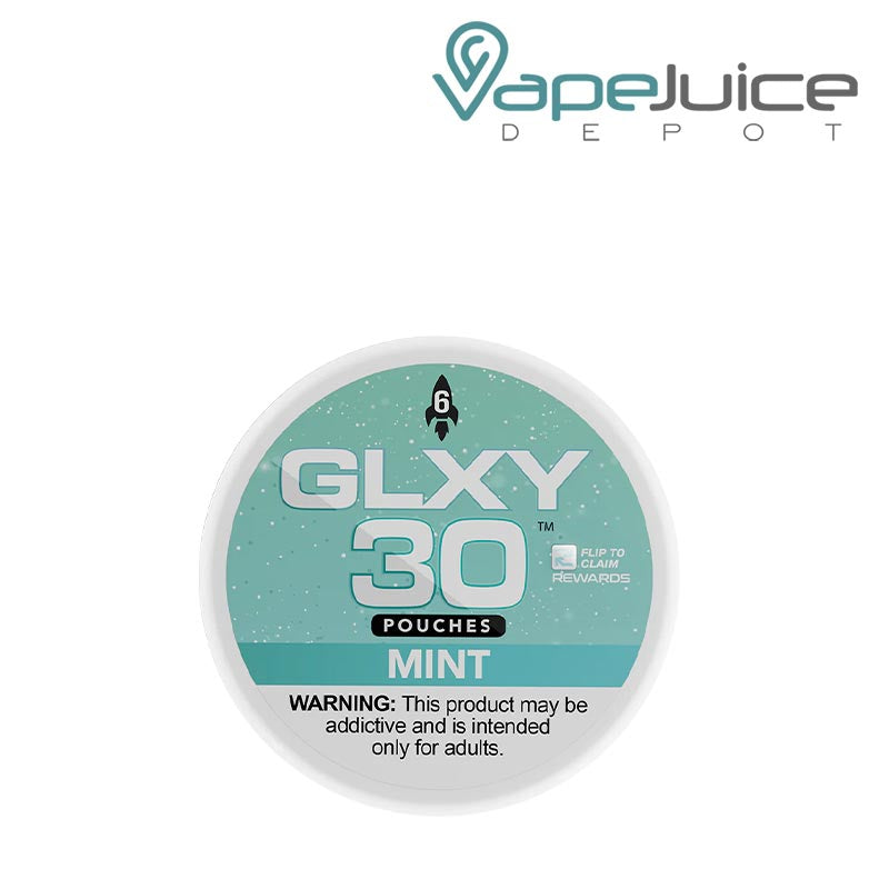 A GLXY Nicotine Pouches Mint with a warning sign - Vape Juice Depot