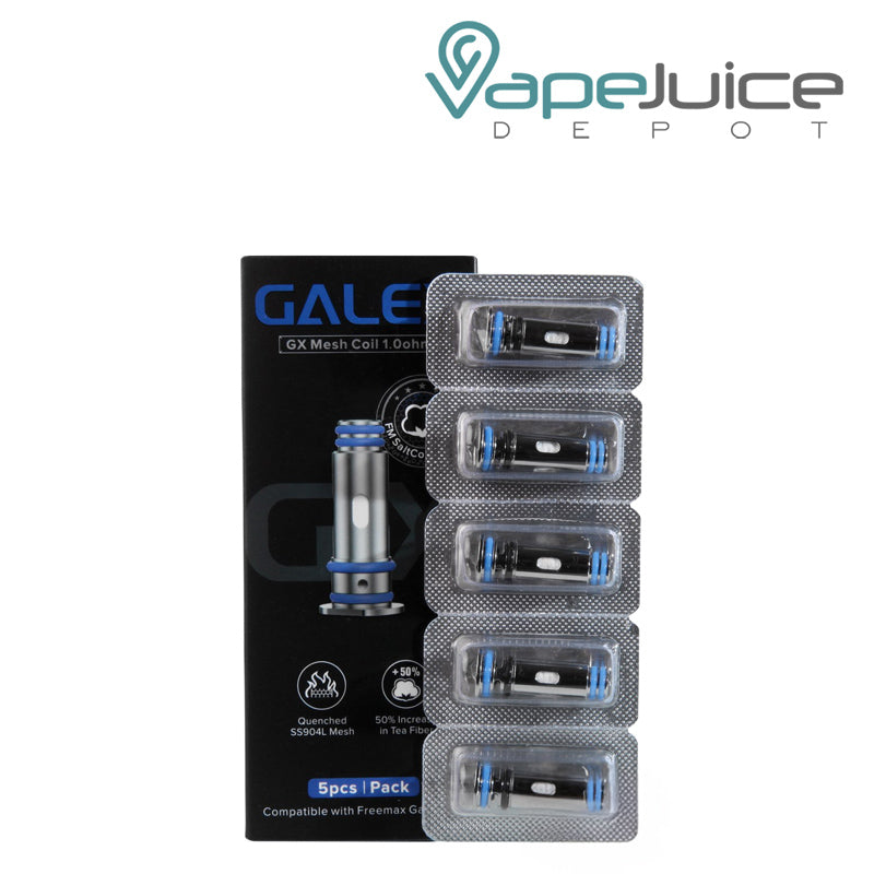 A Box of FreeMax GX Replacement Coils and a pack of five coils next to it - Vape Juice Depot
