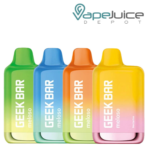 Four flavors of Geek Bar Meloso Max Disposable - Vape Juice Depot