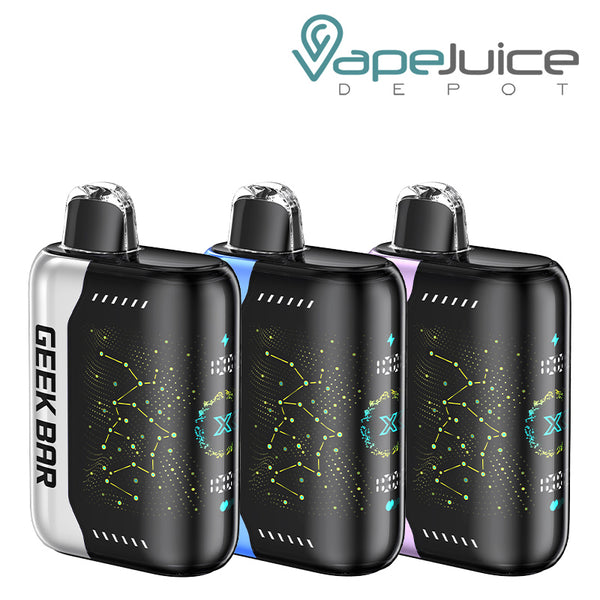 Three Flavors of Geek Bar Pulse X 25000 Disposable with display screen - Vape Juice Depot