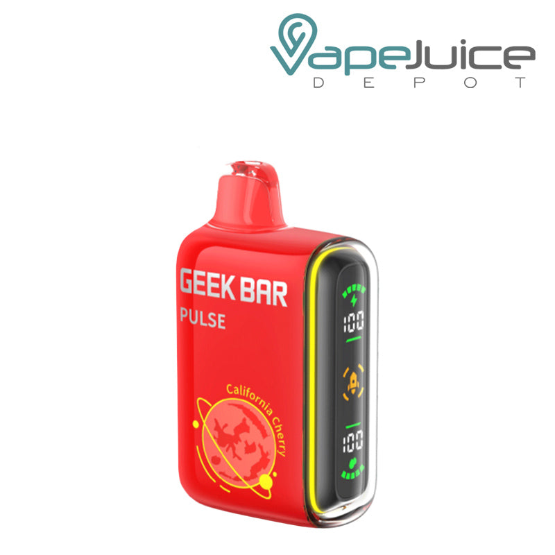 California Cherry Geek Bar Pulse 15000 Disposable with a display screen on the side - Vape Juice Depot