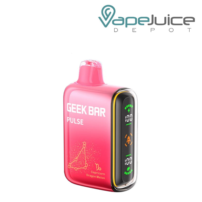 Capricorn Dragon Melon Geek Bar Pulse 15000 Disposable  with a display screen on the side - Vape Juice Depot