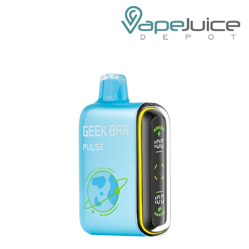 Sparkling Lemon Mint Geek Bar Pulse 15000 Disposable with a display screen on the side - Vape Juice Depot