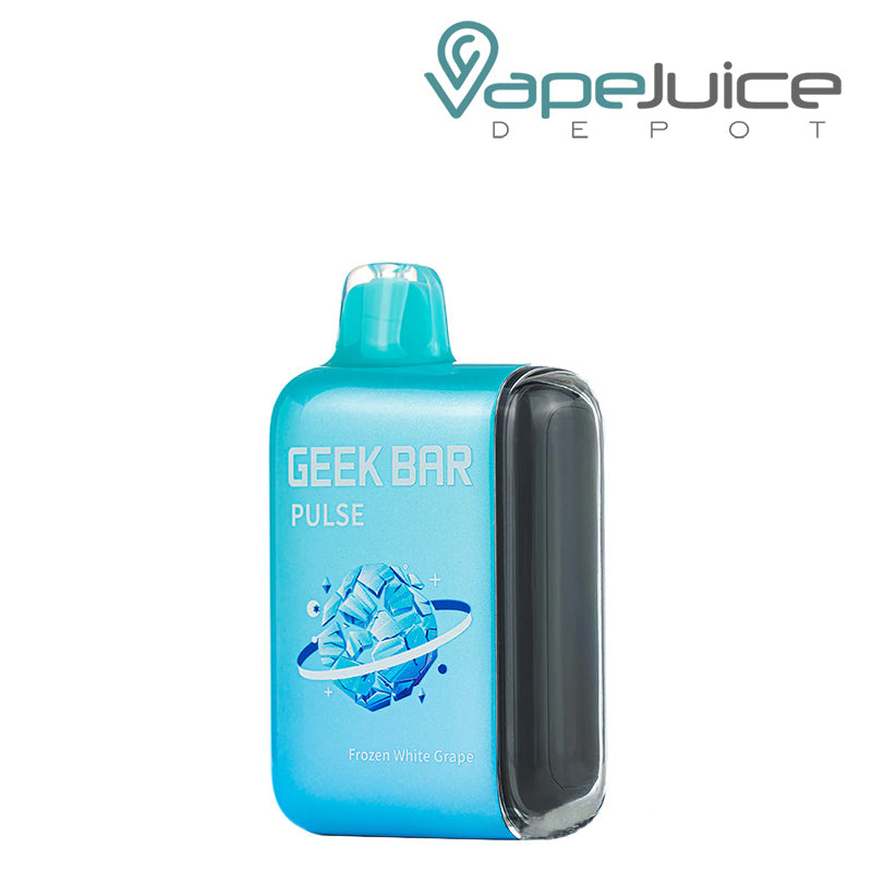 Frozen White Grape Geek Bar Pulse 15K Frozen Edition Disposable with a display screen on the side - Vape Juice Depot