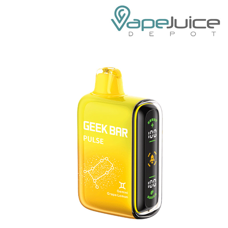 Grape Lemon Geek Bar Pulse 15000 Disposable with a display screen on the side - Vape Juice Depot