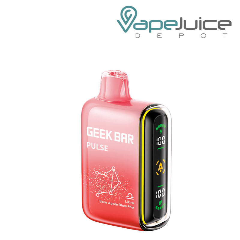 Sour Apple Blow Pop Geek Bar Pulse 15000 Disposable with a display screen on the side - Vape Juice Depot