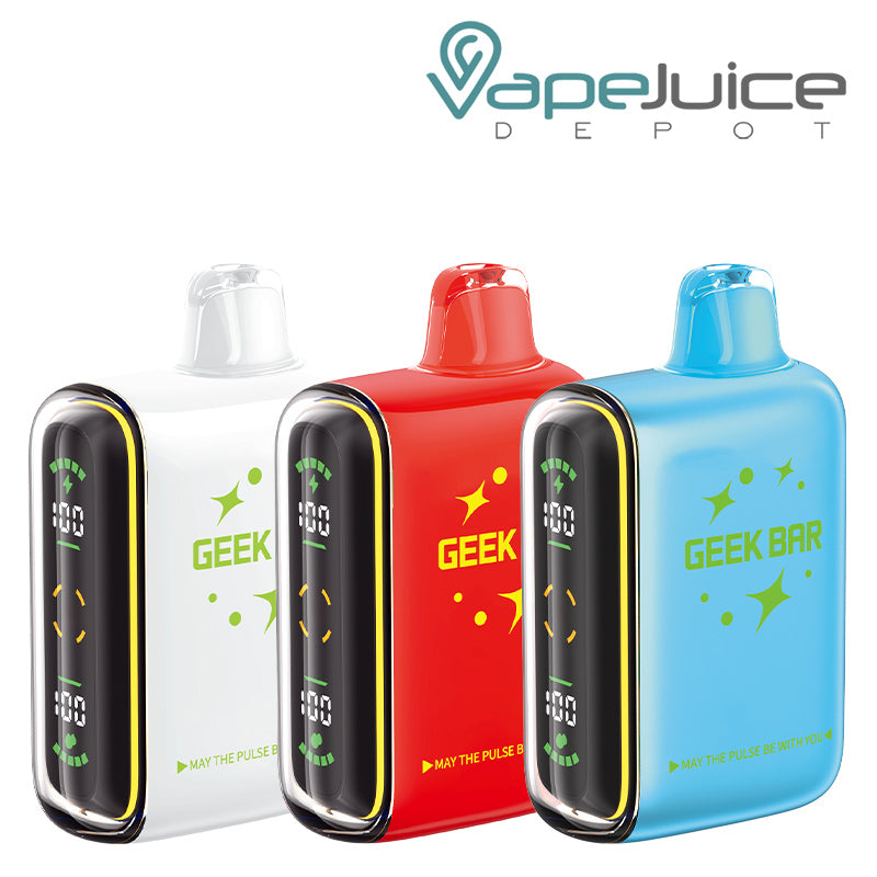 Three Flavors of Geek Bar Pulse 15K Zero Edition Disposable with Full Screen - Vape Juice Depot