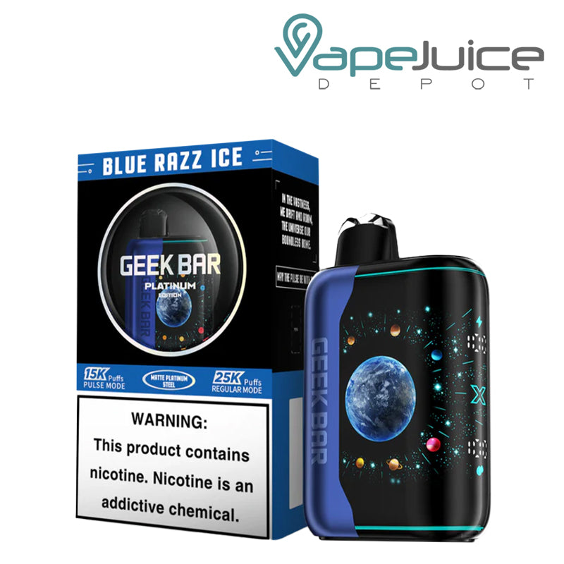 Blue Razz Ice Geek Bar Pulse X Platinum Edition Disposable with 3D screen - Vape Juice Depot