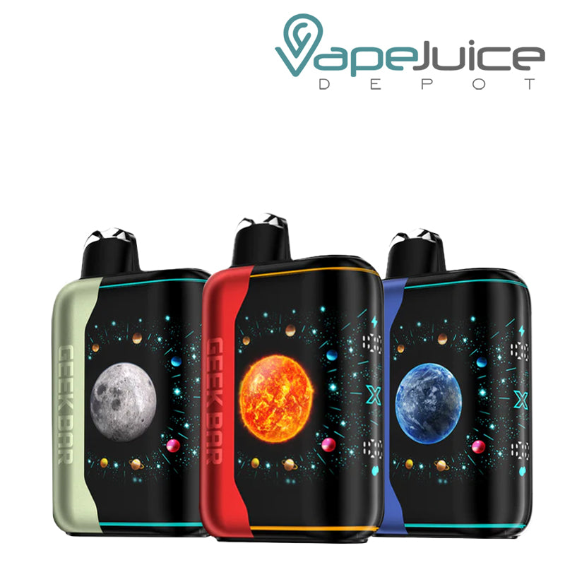 Three Flavors of Geek Bar Pulse X Platinum Edition Disposable with 3D screen - Vape Juice Depot