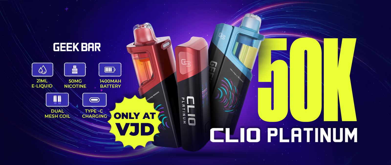 Geek Bar Clio Platinum 50K Disposable Kit