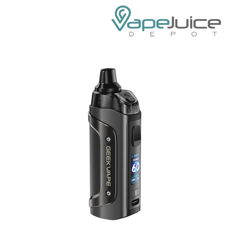 Black GeekVape Aegis Boost 3 Pod Kit with display screen and firing button - Vape Juice Depot