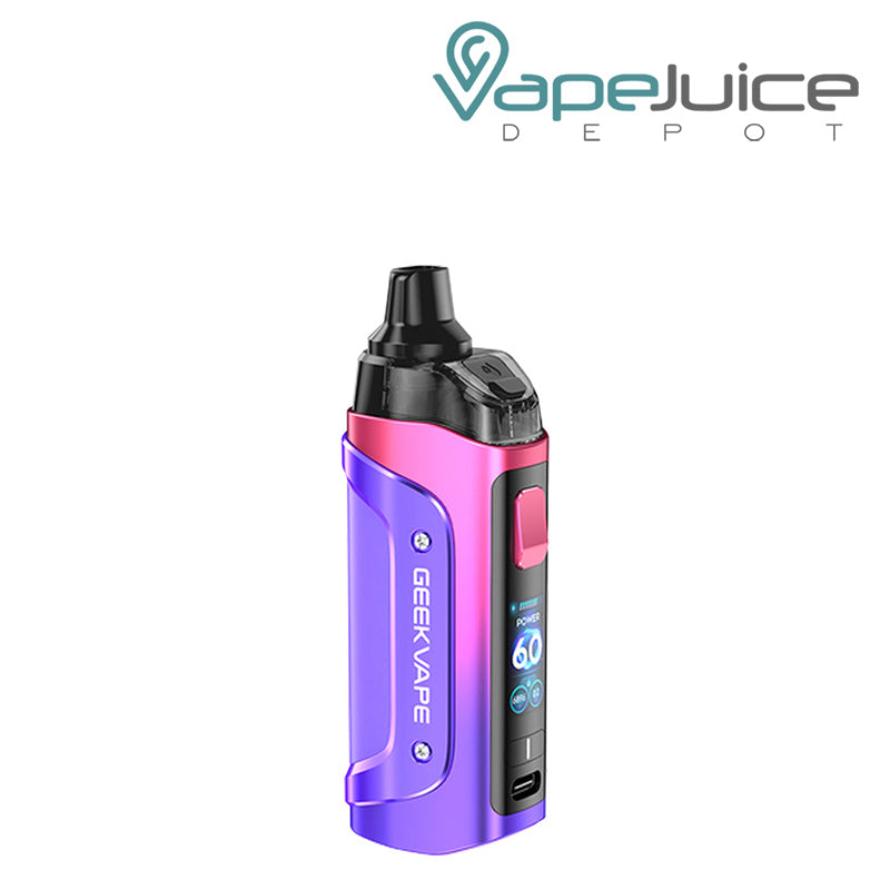 Rainbow Purple GeekVape Aegis Boost 3 Pod Kit with display screen and firing button - Vape Juice Depot