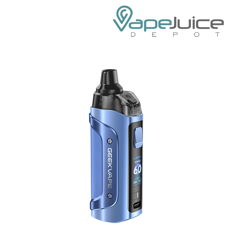 Sapphire Blue GeekVape Aegis Boost 3 Pod Kit with display screen and firing button - Vape Juice Depot