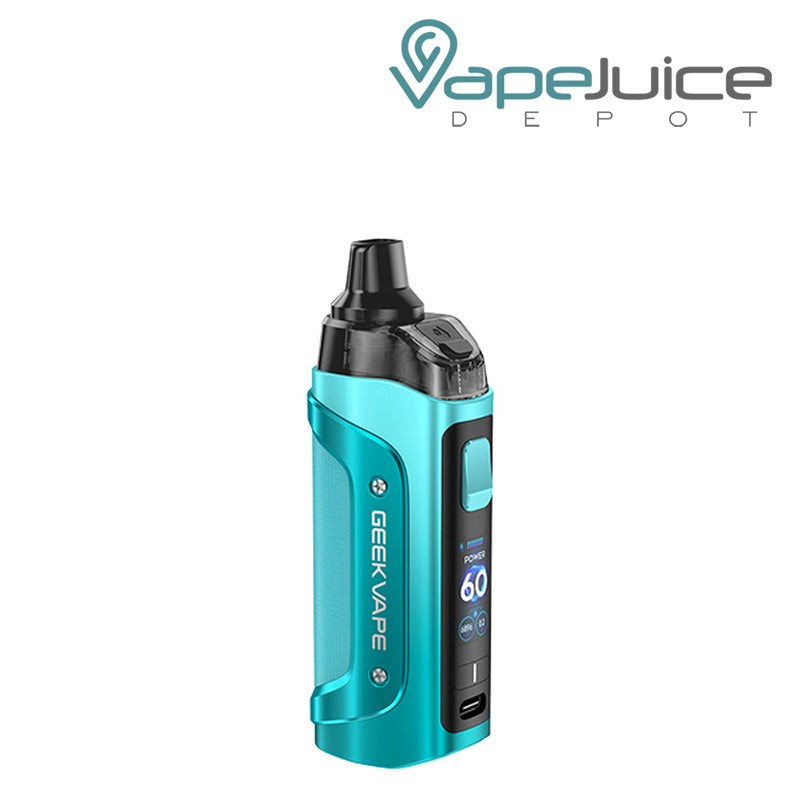 Teal Blue GeekVape Aegis Boost 3 Pod Kit with display screen and firing button - Vape Juice Depot