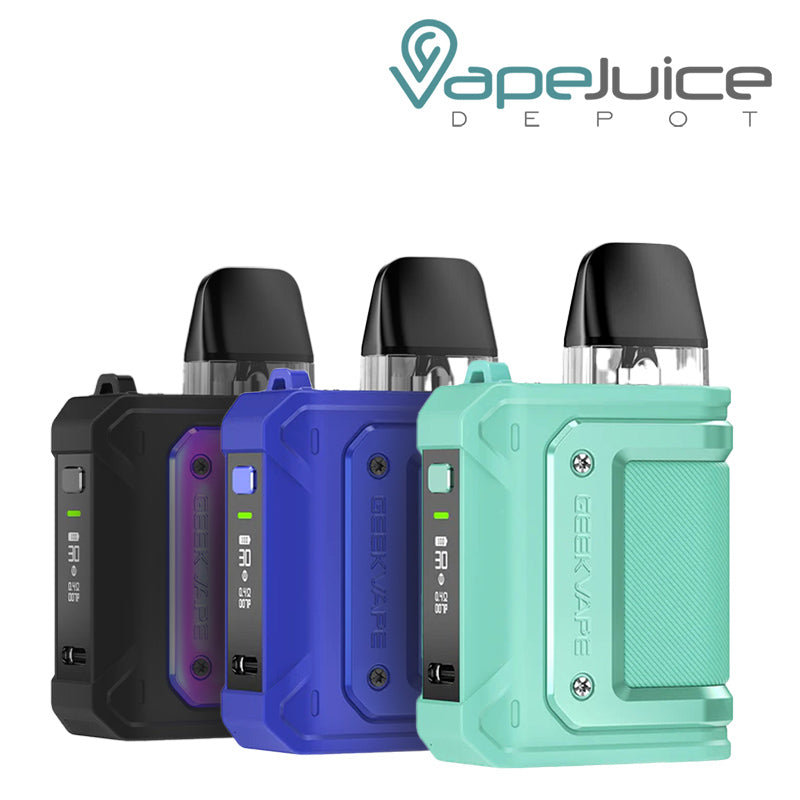 Three Colors of GeekVape Aegis Hero Q 30W Kit with firing button - Vape Juice Depot