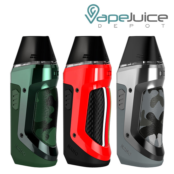 Three colors of GeekVape Aegis Nano Starter Kit - Vape Juice Depot