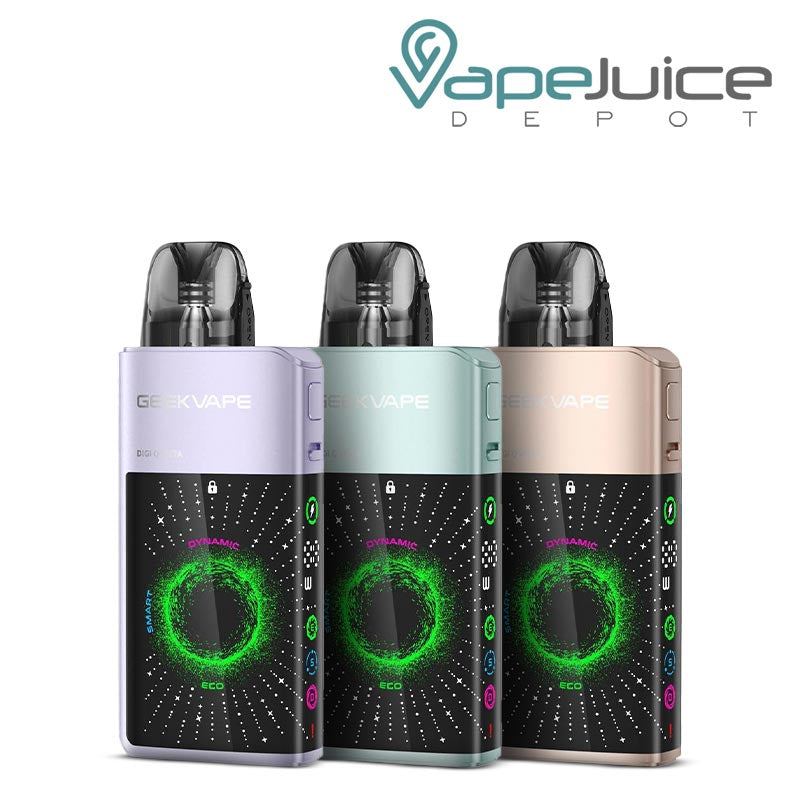 Three Colors of GeekVape Digi Q Vista Pod Kit with display screen - Vape Juice Depot