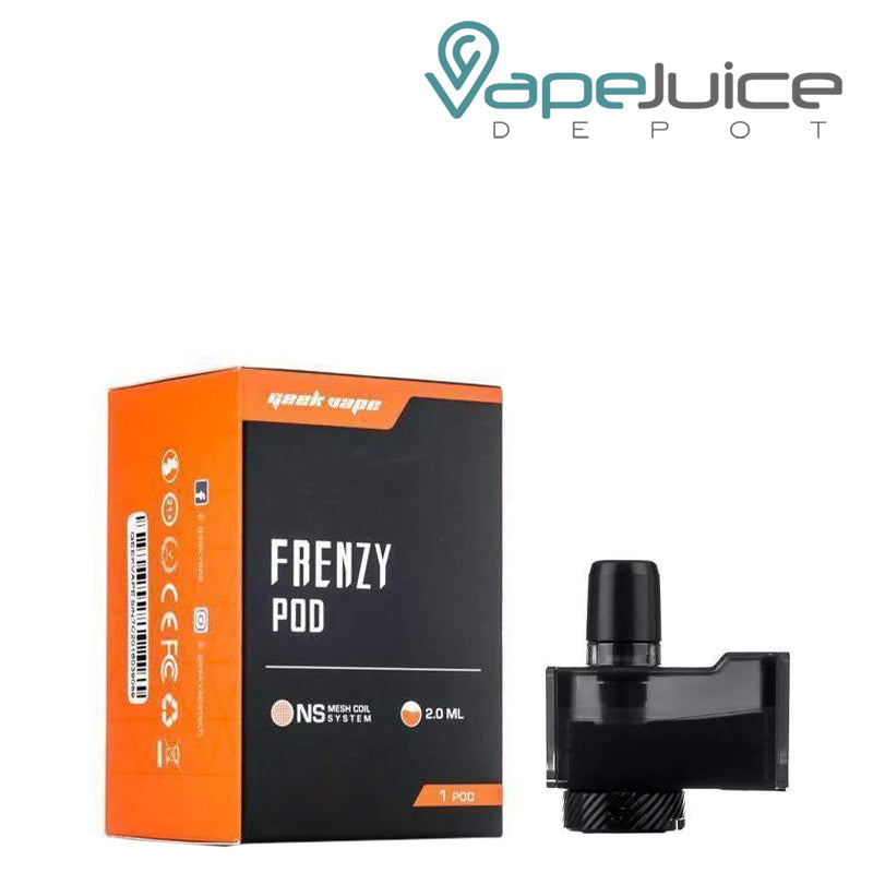 A box of GeekVape Frenzy Replacement Pods and a pod next to it - Vape Juice Depot