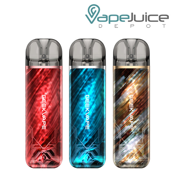 Three colors of GeekVape Obelisk U Pod System - Vape Juice Depot