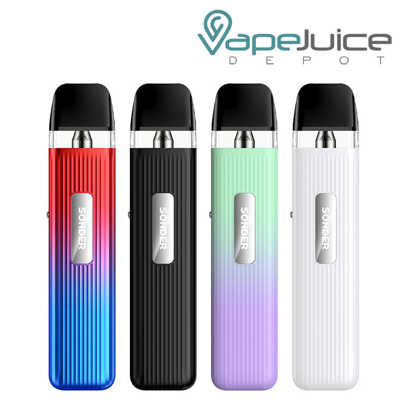 Four colors of GeekVape Sonder Q Pod Kit with a side button - Vape Juice Depot