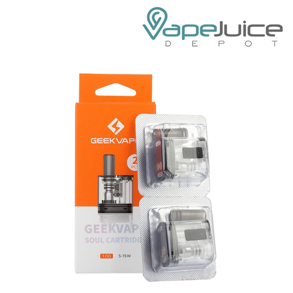 A Box of GeekVape Soul Pod Cartridge and two pack coils next to it - Vape Juice Depot