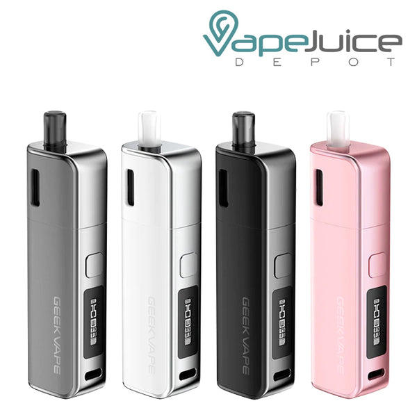 Four Colors of GeekVape Soul Pod Kit with firing button and display screen - Vape Juice Depot