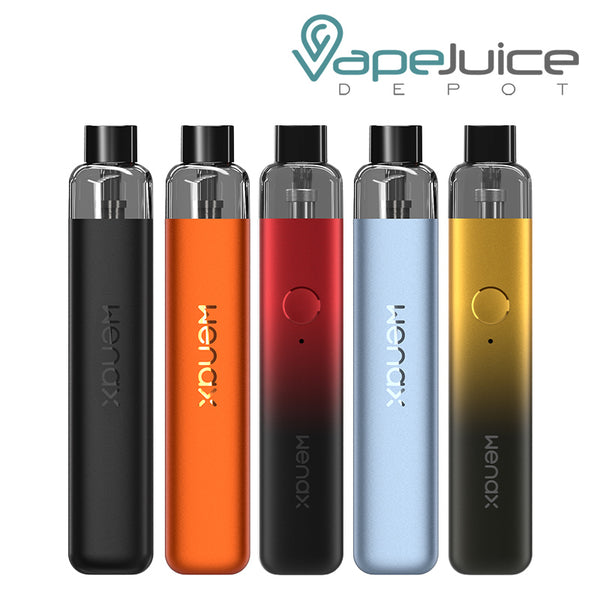 Five colors of GeekVape Wenax K1 Pod System - Vape Juice Depot